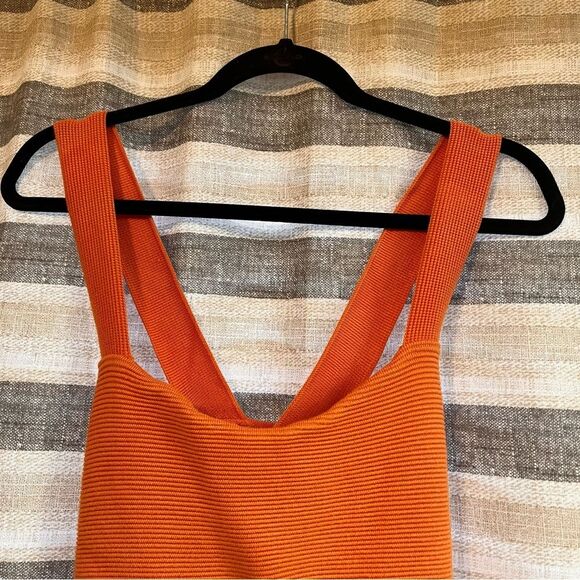 Abercrombie & Fitch Orange Ribbed Criss Cross Back Tank Top Size XL - Picture 3 of 7